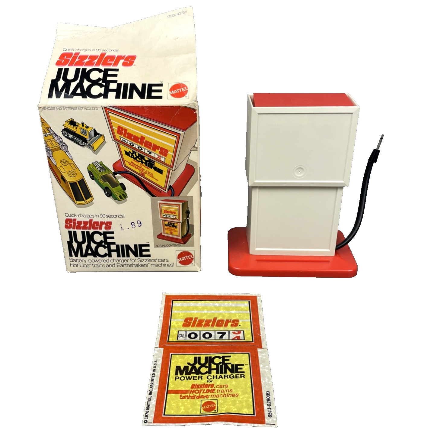 VTG 1969 Mattel Hot Wheels Sizzlers Juice Machine Recharger Toy Original Box