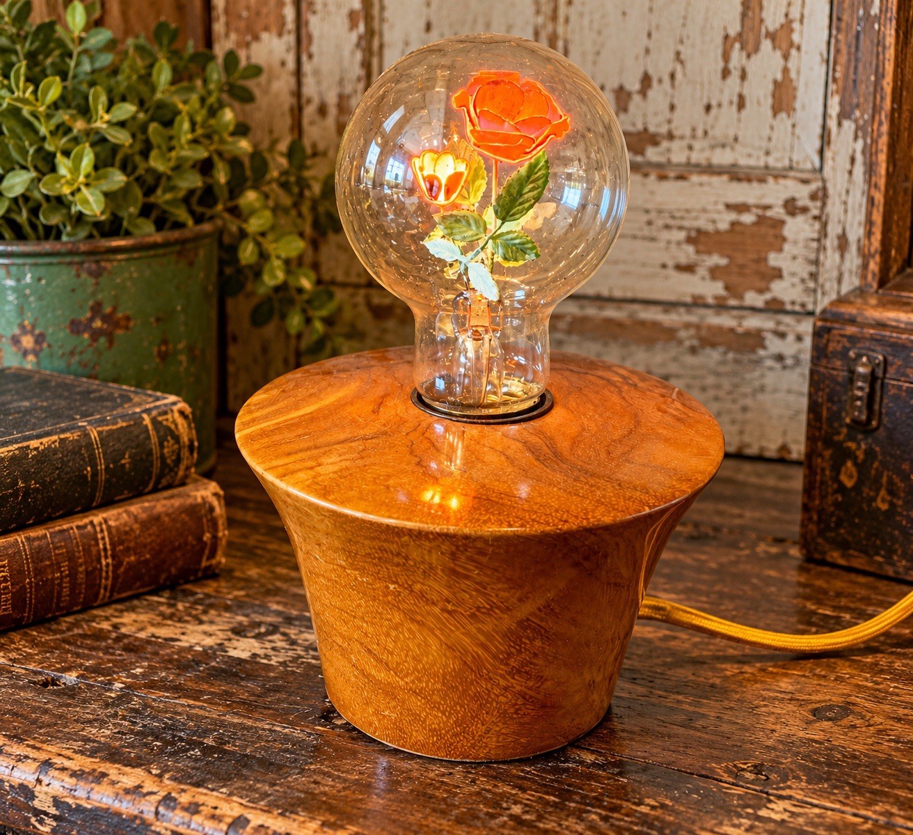 Vintage Aerolux Rose Neon Glow Light Bulb Flower Art Deco MCM With Holder Vintage Aerolux Rose Neon Glow Light Bulb Flower Art Deco MCM With Holder