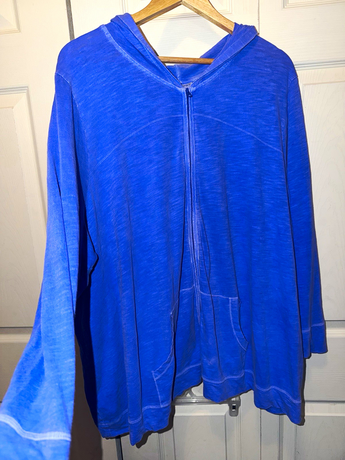 Catherines Women\'s Plus 3X Blue/putpleCotton Knit Full-Zip Hooded sweater Catherines Women\'s Plus 3X Blue/putpleCotton Knit Full-Zip Hooded sweater