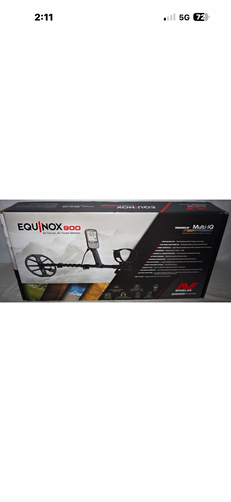 Minelab Equinox 900 Multi-IQ Ground Search Metal Detector, Waterproof Beach Minelab Equinox 900 Multi-IQ Ground Search Metal Detector, Waterproof Beach