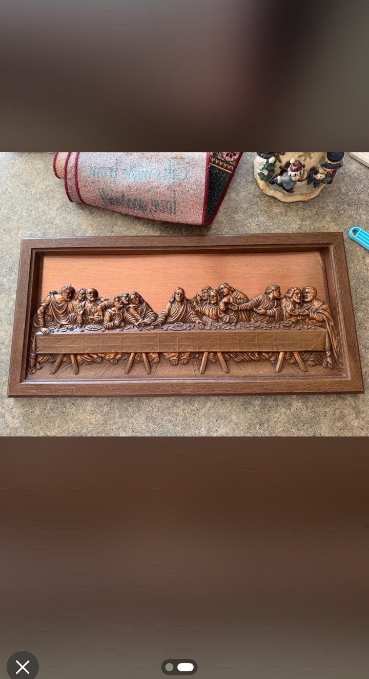 CooperCraft Guild Last Supper Carved Wood Wall Plaque Brown Vintage 1970s