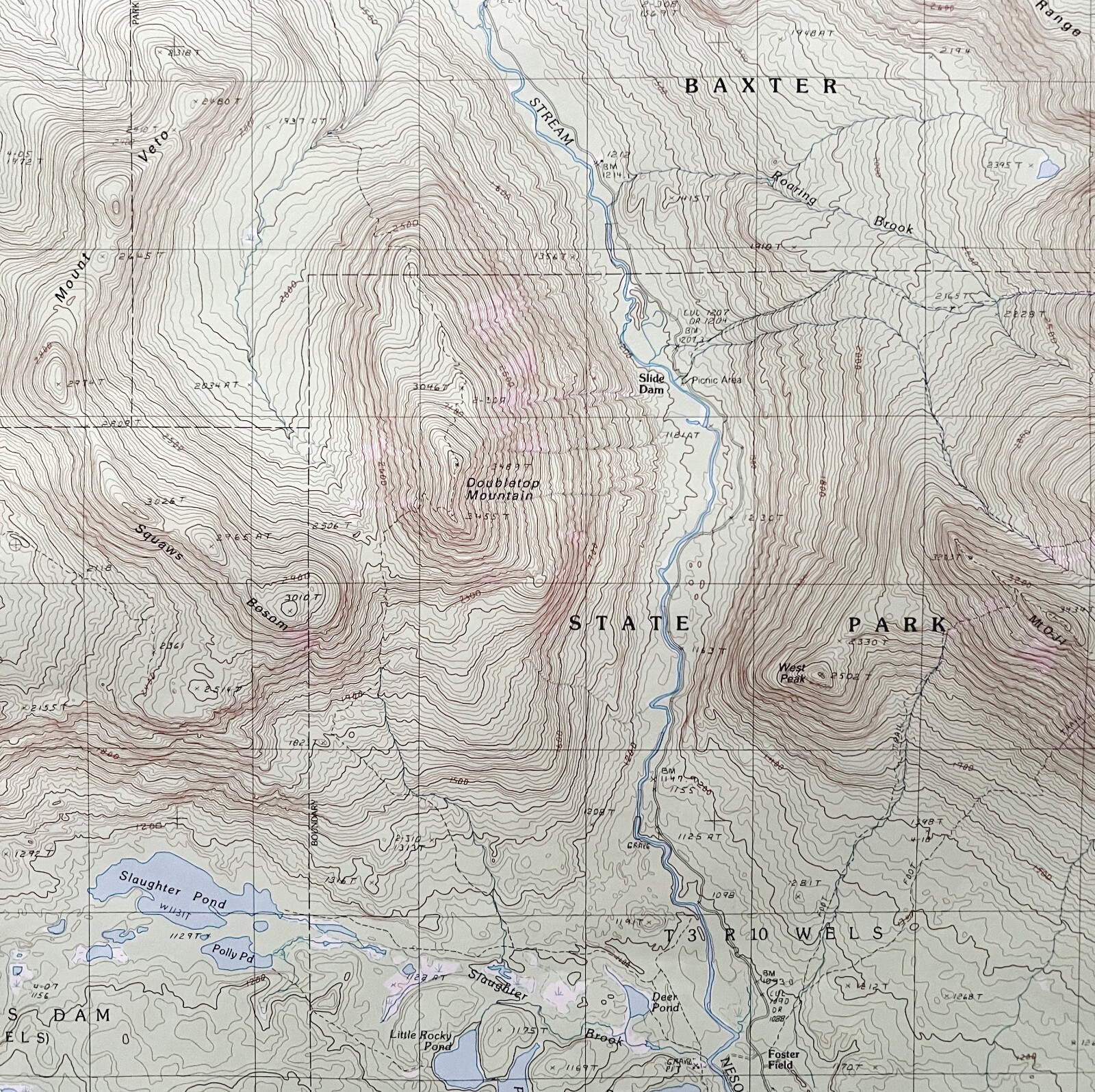 Map Doubletop Mountain Maine 1988 Topographic Geo Survey 1:24000 27 x 22\