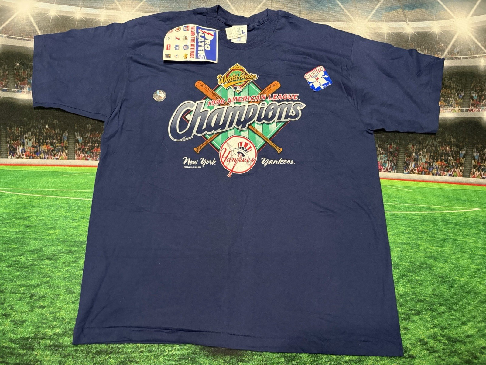 Vintage 1996 New York Yankees American League Champions Logo 7 t-shirt size L Vintage 1996 New York Yankees American League Champions Logo 7 t-shirt size L