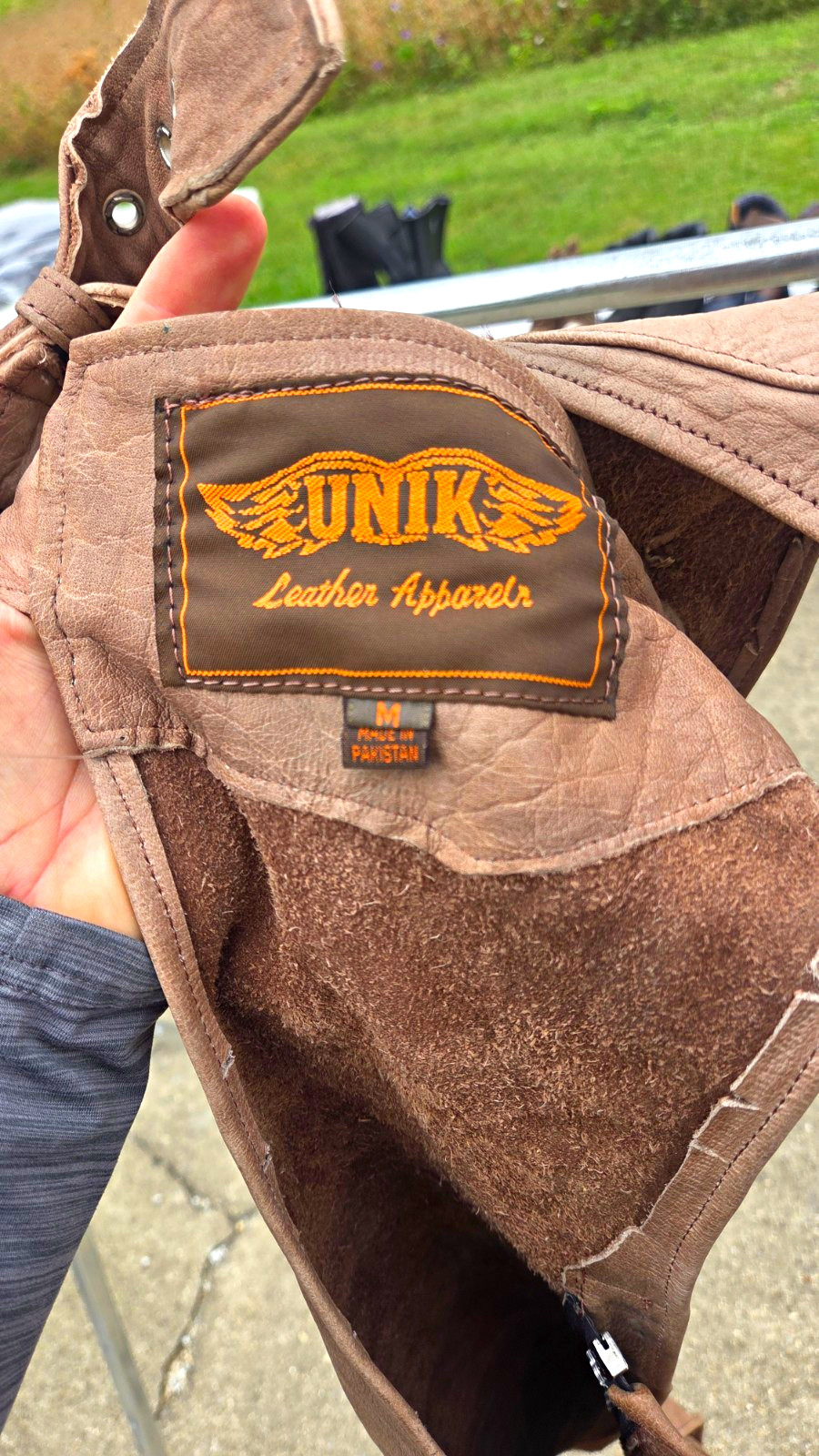 Unik Brown Genuine Leather Motorcycle Biker Riding Chaps Size M NWOT Unik Brown Genuine Leather Motorcycle Biker Riding Chaps Size M NWOT