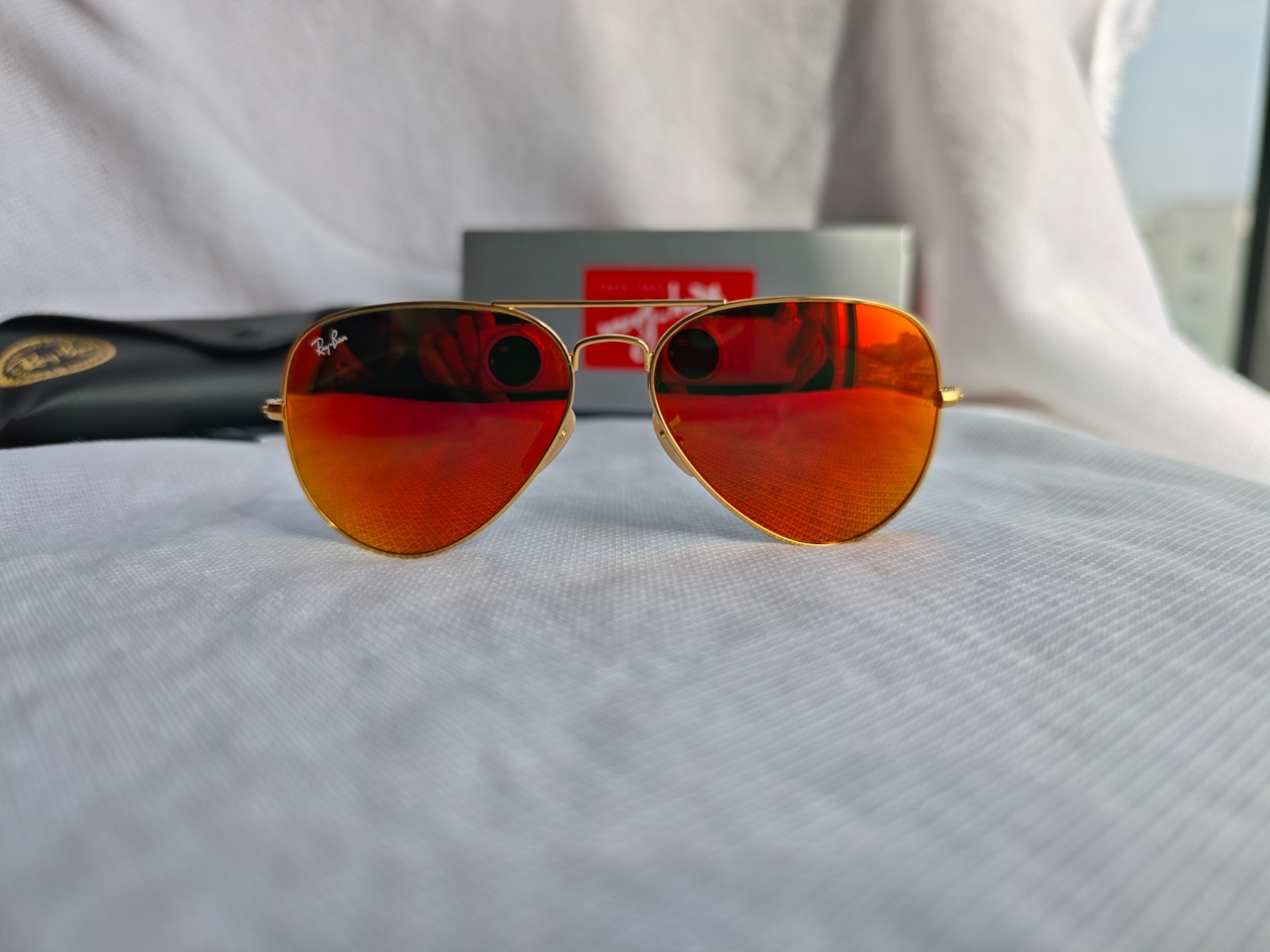 RAY-BAN RB3026 Aviator Sunglasses 62MM Red Lens/Gold Frame RAY-BAN RB3026 Aviator Sunglasses 62MM Red Lens/Gold Frame