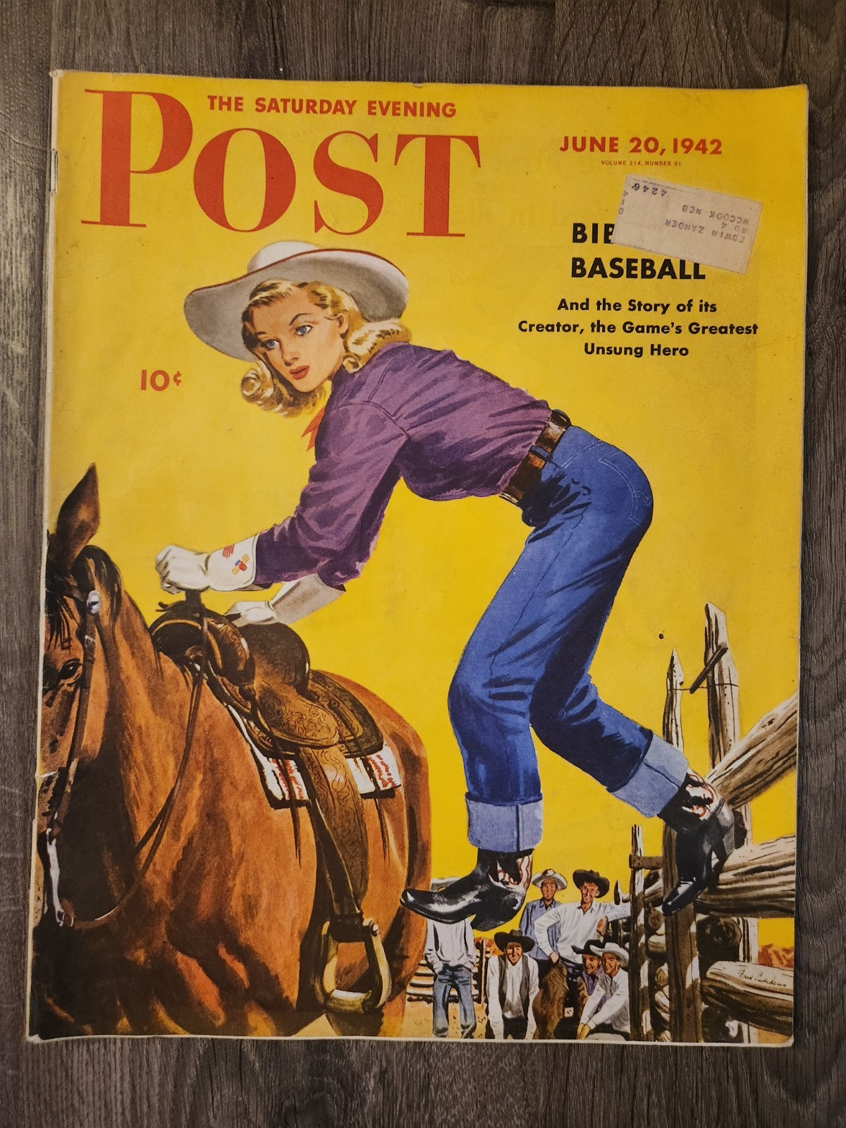 Saturday Evening Post Magazine - June 20, 1942 - Fred Ludekens - Cowgirl Horse Saturday Evening Post Magazine - June 20, 1942 - Fred Ludekens - Cowgirl Horse