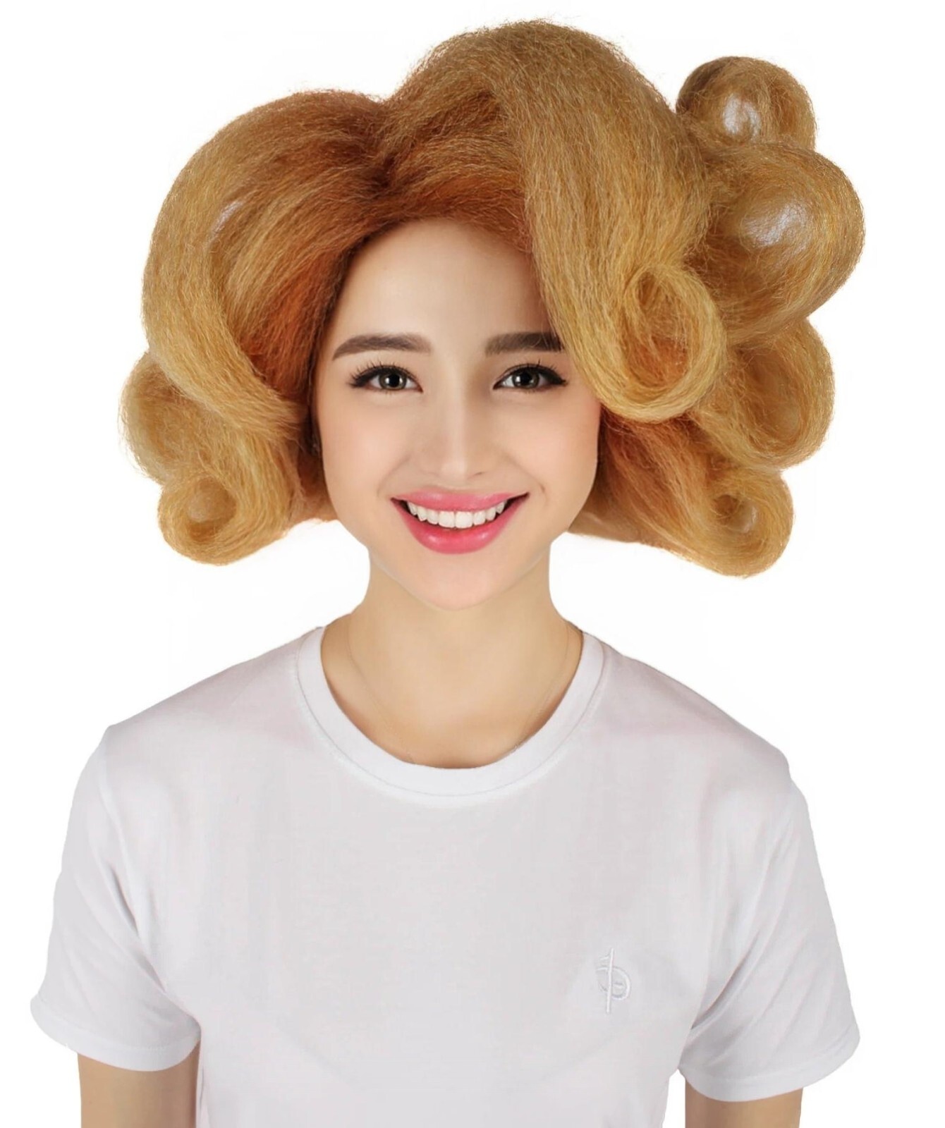 HPO Adult Women\'s Orange Fluffy Curl Wig, Perfect for Cosplay, HW-7468