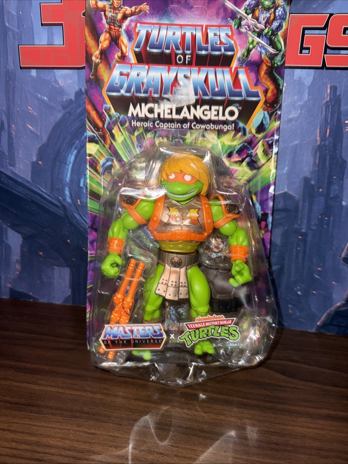 MICHELANGELO - Turtles of Grayskull MOTU Damaged Card New