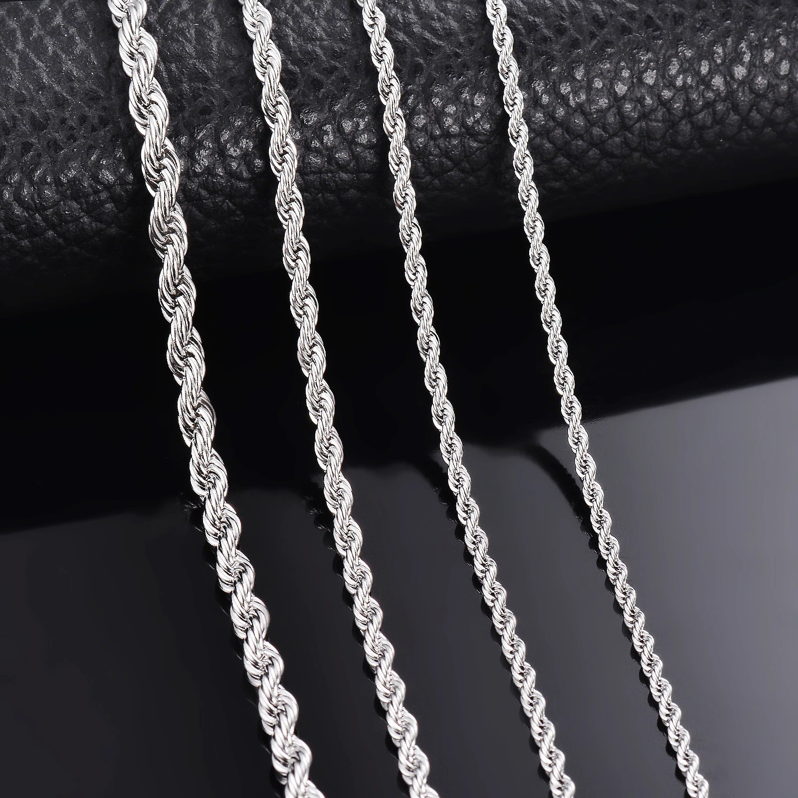 2/2.5/3/4/5/6/7mm 316L Stainless Steel Women Men Rope Chains Necklaces 18-32''