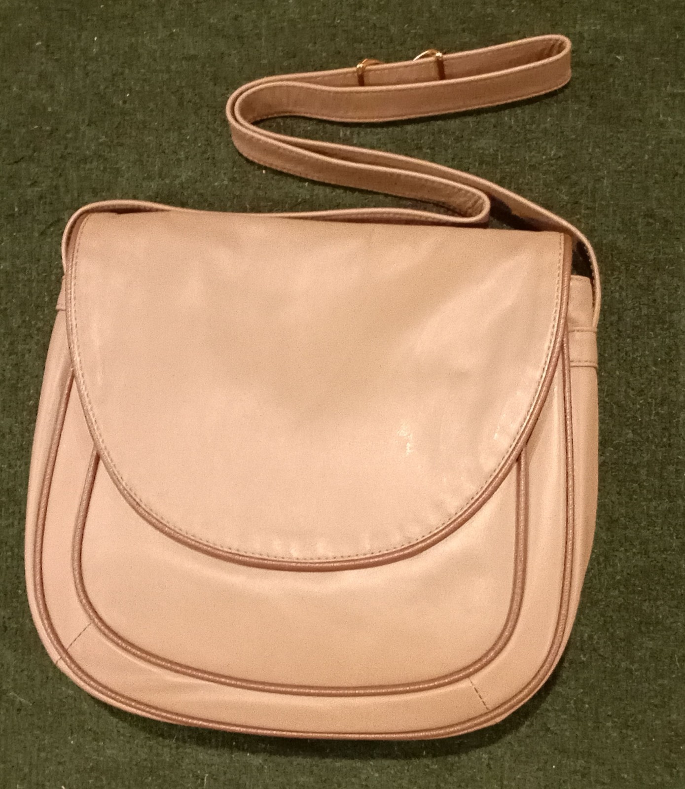 Vintage Gallery Originals Avon Pink Nude Leather Crossbody Saddle Bag Purse Box