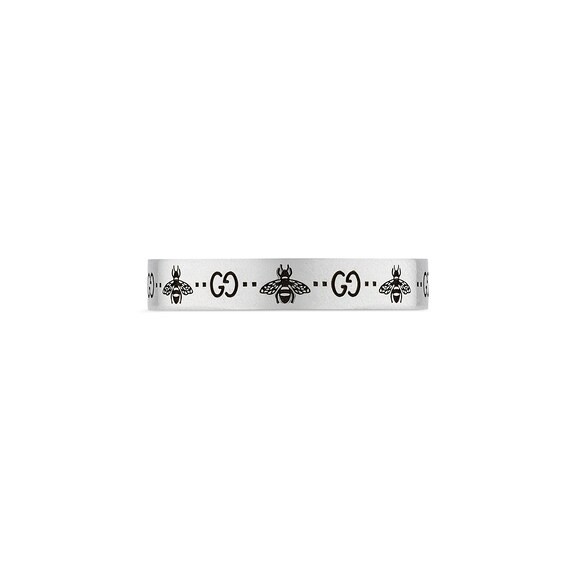Authentic Gucci GG and Bee Engraved Sterling Silver Thin Ring | 10 1/4 or Authentic Gucci GG and Bee Engraved Sterling Silver Thin Ring | 10 1/4 or