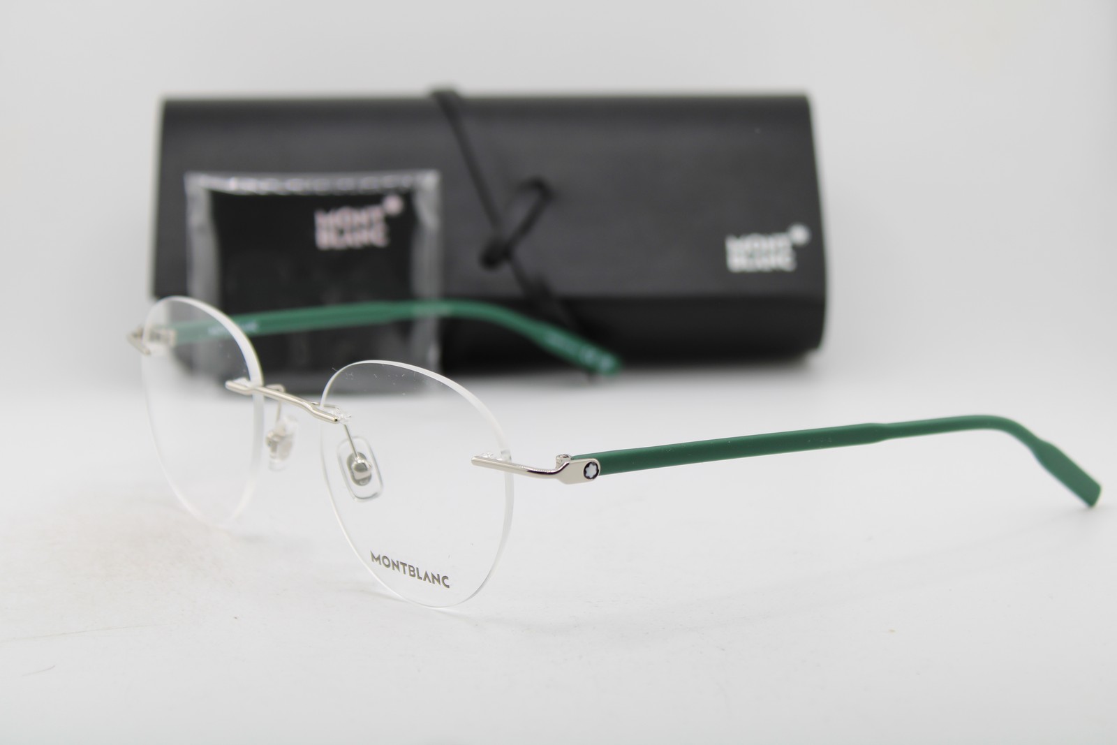 NEW MONT BLANC MB0224O 004 SILVER GREEN S GUNMETAL AUTHENTIC EYEGLASSES 49-20