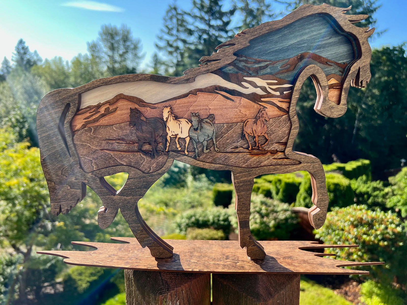 Horse Layered Wood Art - 3D Art - Handcrafted in Oregon, USA Horse Layered Wood Art - 3D Art - Handcrafted in Oregon, USA