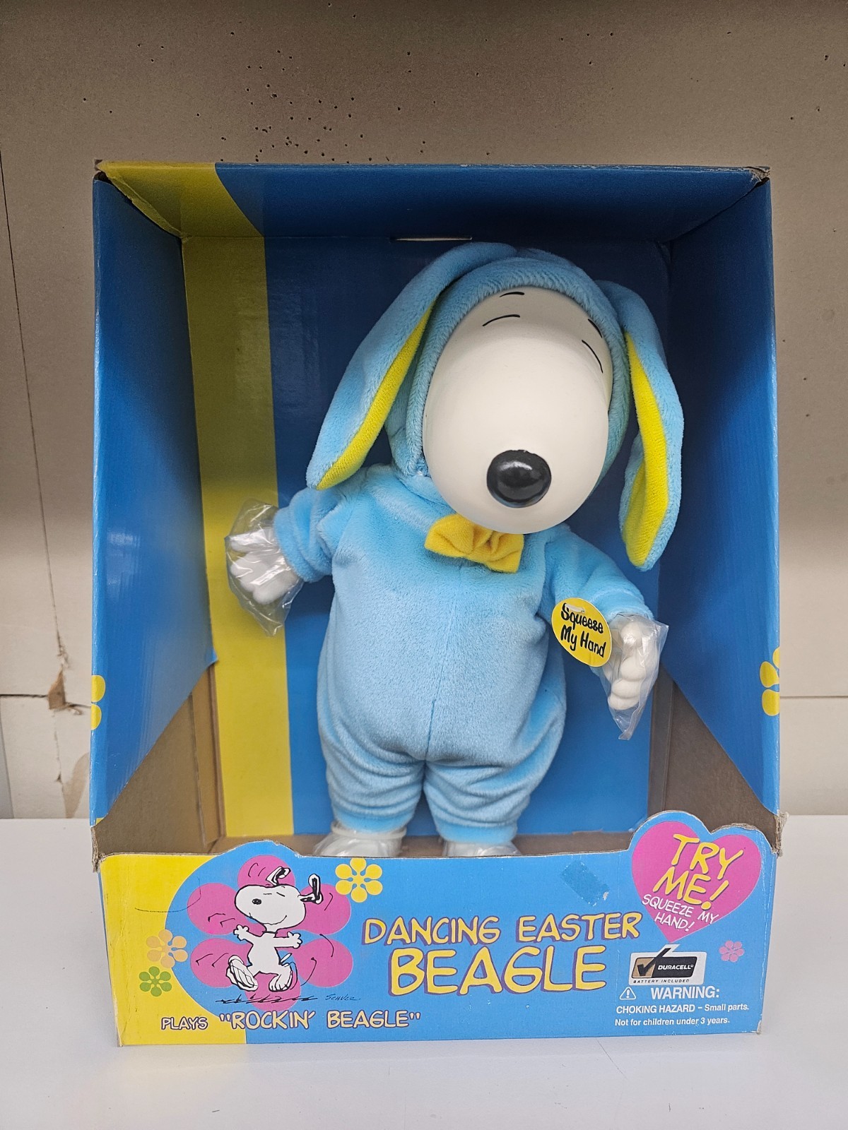 Vintage Gemmy Snoopy Dancing Easter Beagle Plush NIB Works Plays Rockin Beagle
