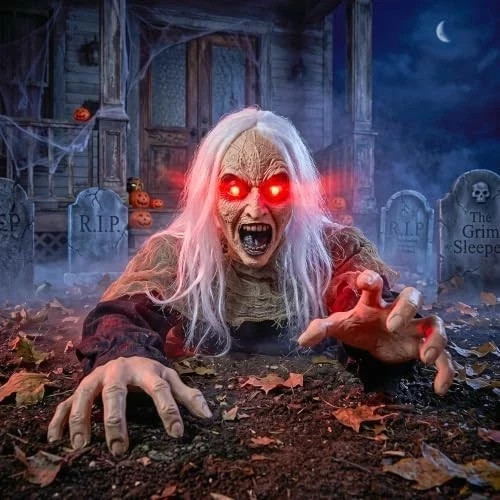 Crawling Zombie Graveyard Prop: Animated Halloween Decoration with Scary Sounds Crawling Zombie Graveyard Prop: Animated Halloween Decoration with Scary Sounds