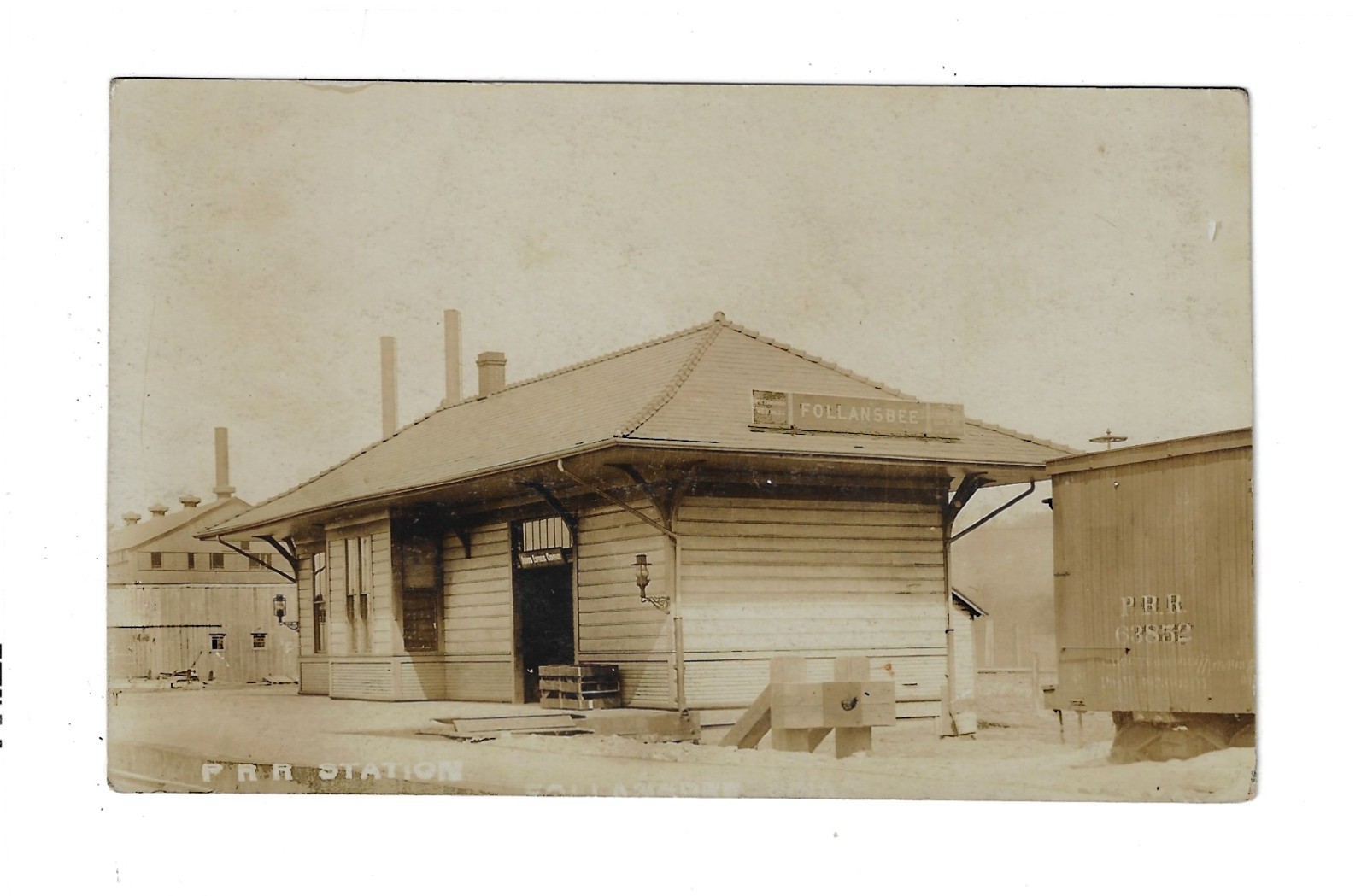 1911 Pennsylvania Railroad Station Follansbee West Virginia RPPC Postcard 5367 1911 Pennsylvania Railroad Station Follansbee West Virginia RPPC Postcard 5367