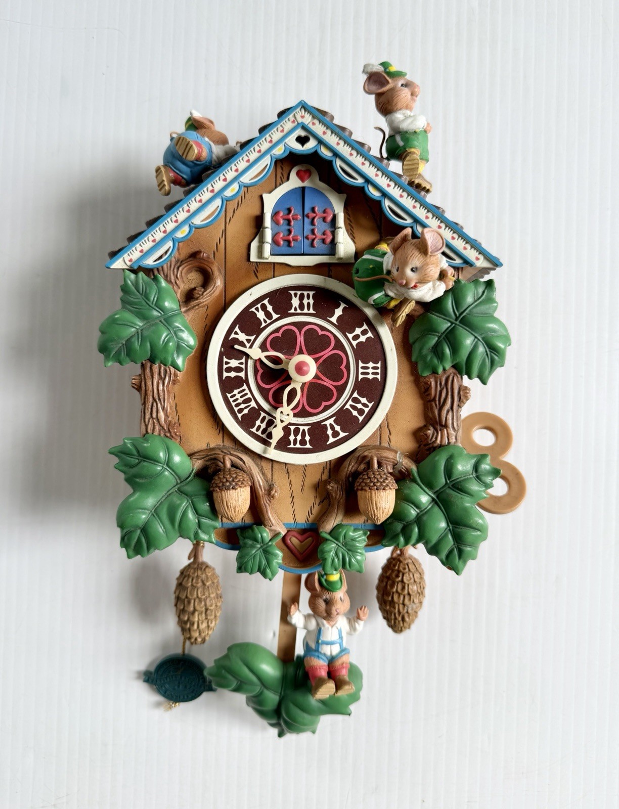 1990 Enesco Small World Of Music Hickory Dickory Dock Mice Cuckoo Clock, READ 1990 Enesco Small World Of Music Hickory Dickory Dock Mice Cuckoo Clock, READ