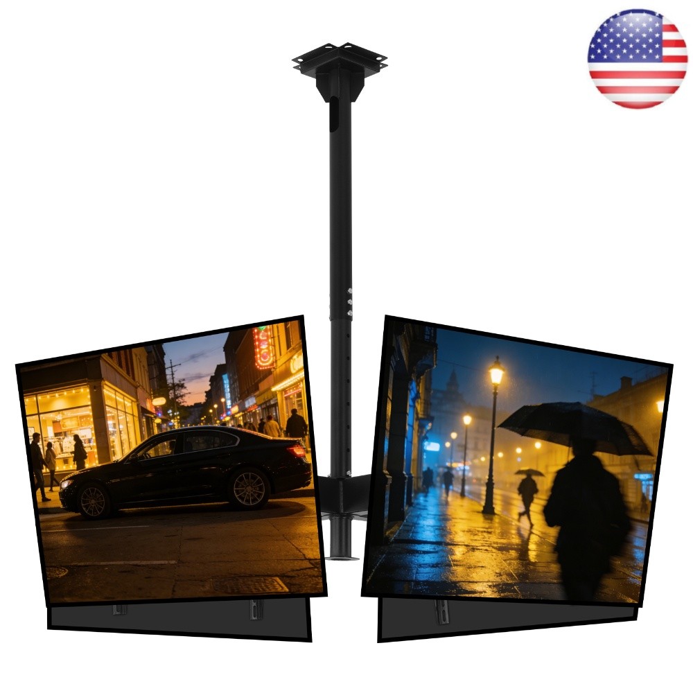 Full Motion TV Ceiling Mount for 32-70 Inch Support 3 Screens (40-65inch)