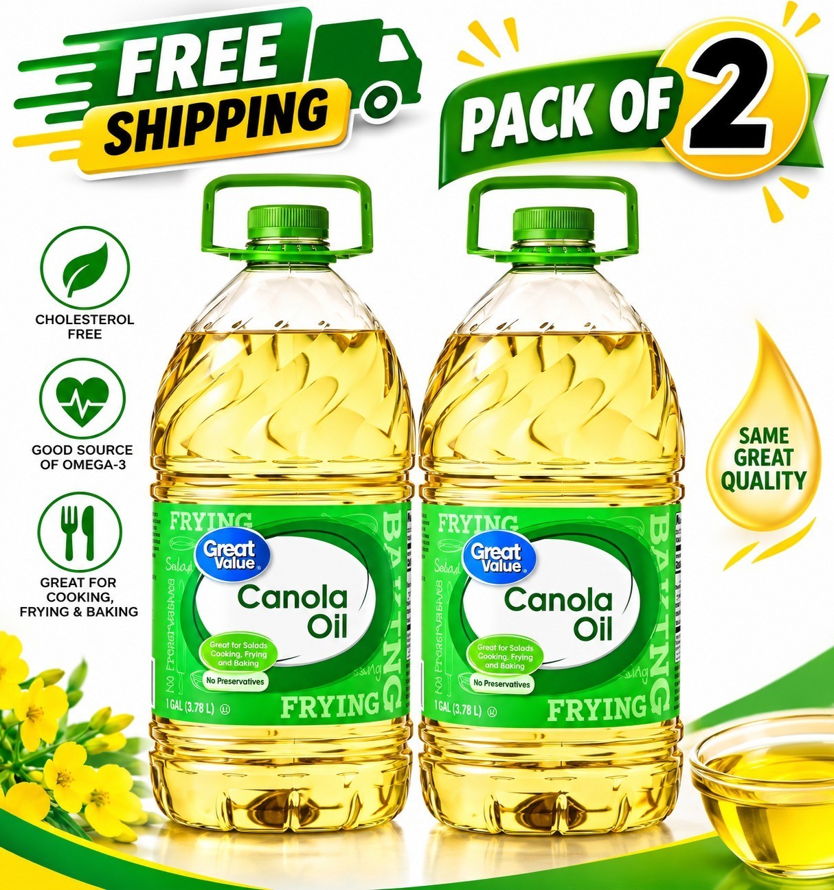 Great Value Canola Oil, 2 gal - Great Value Canola Oil, 2 gal -