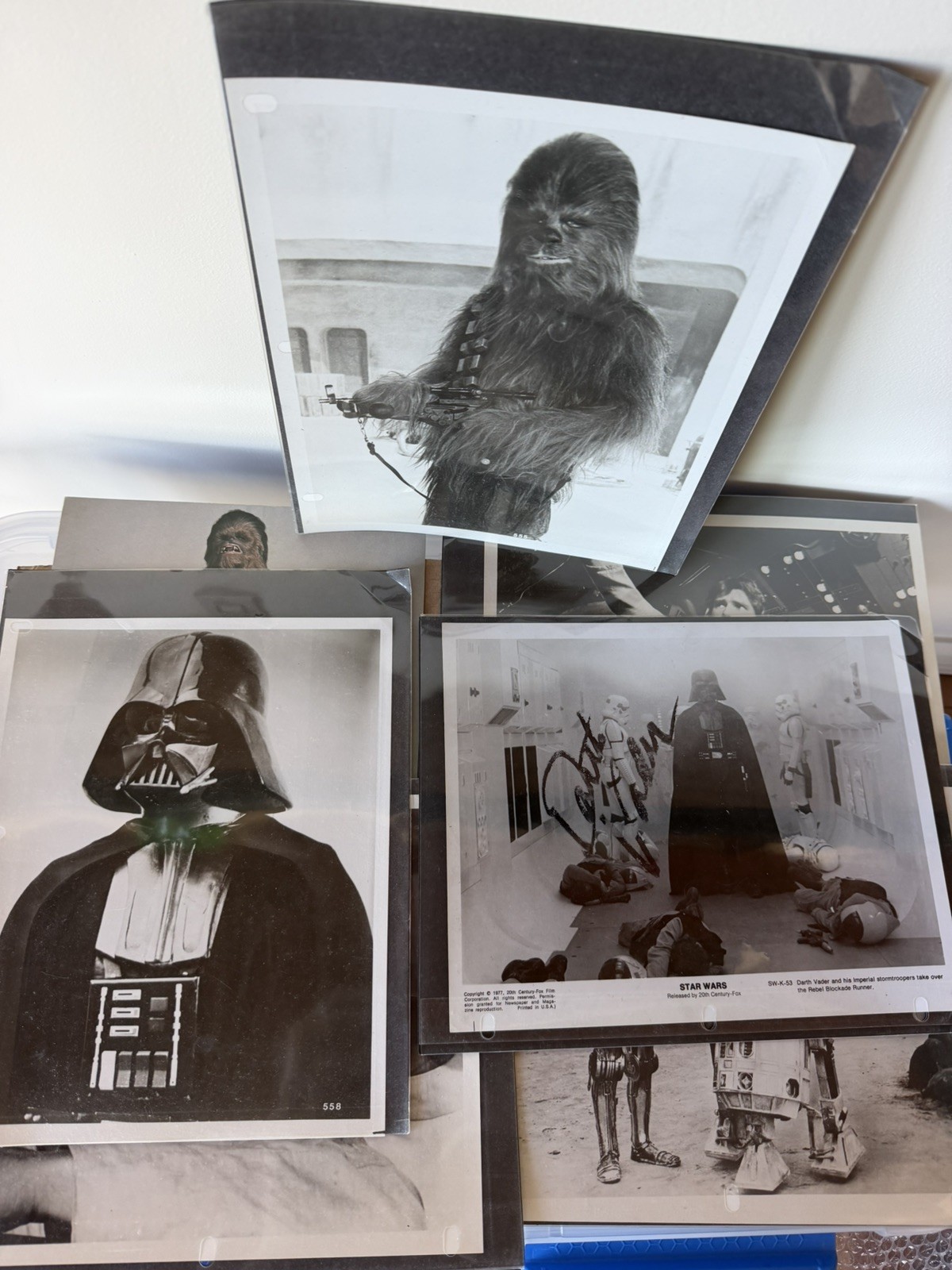 Lot Of 7 Original Vintage 1977 Star Wars memorabilia 8x10 Photos/ Signed?