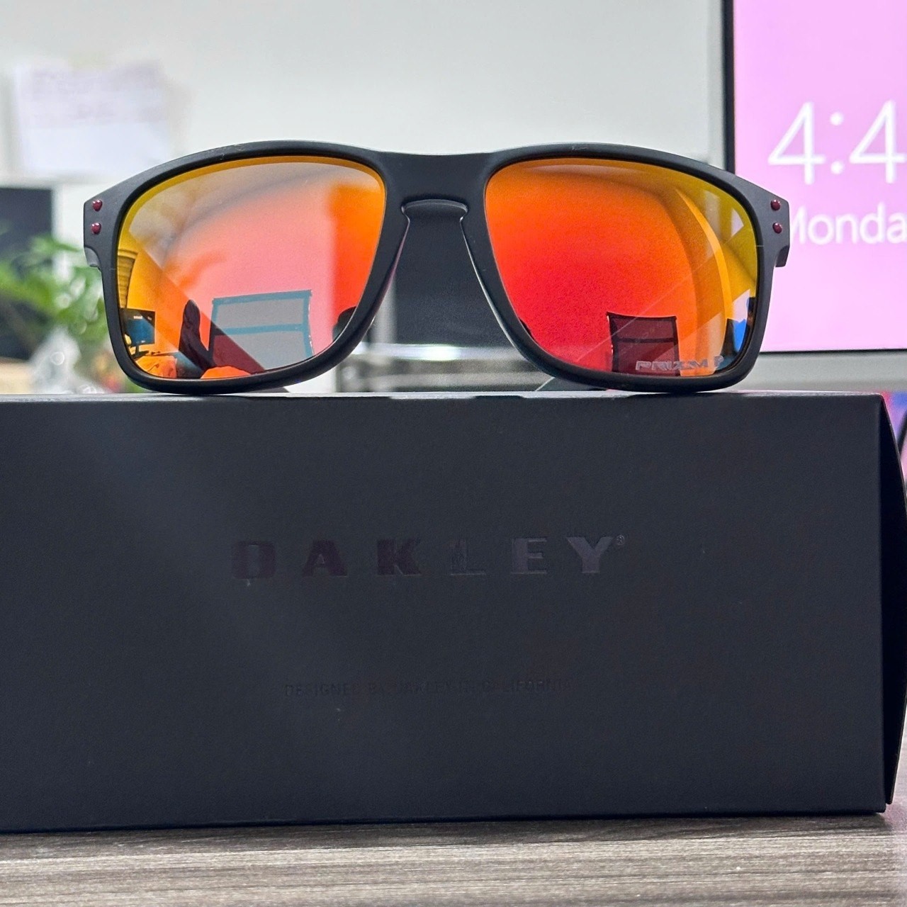 Oakley Holbrook OO9102 Matte Black Prizm Ruby Polarized Sunglasses Red Mirror