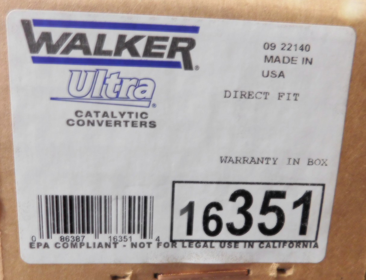 Walker 16351 Direct Fit EPA Compliant Catalytic Converter-USA-New Walker 16351 Direct Fit EPA Compliant Catalytic Converter-USA-New