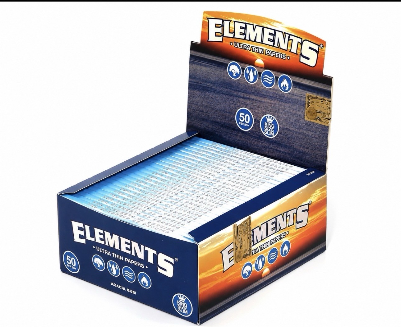 ELEMENTS KING SIZE SLIM  ULTRA THIN Rolling Paper - 50 pack Display