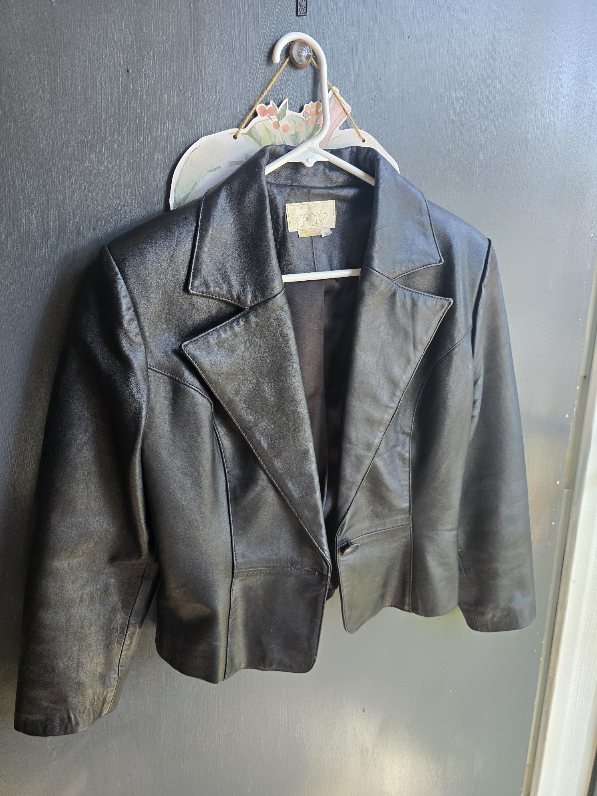 Cache Women\'s Black Leather Lined Button Front Collared Jacket Size S 1473