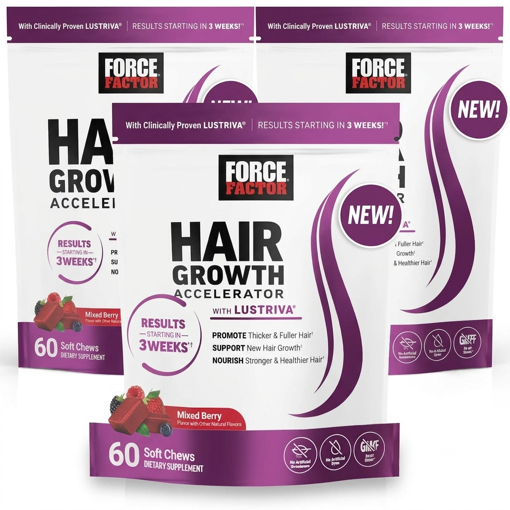 3x Force Factor Hair-Growth Accelerator Soft Chew Hair Growth Vitamins for Women