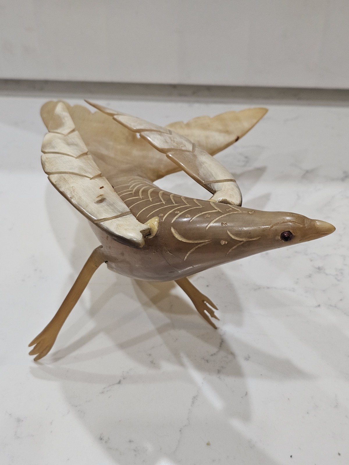 Vintage Hand-Carved Horn Sculpture Folk Art Eagle c.1920-50s - 11 Vintage Hand-Carved Horn Sculpture Folk Art Eagle c.1920-50s - 11