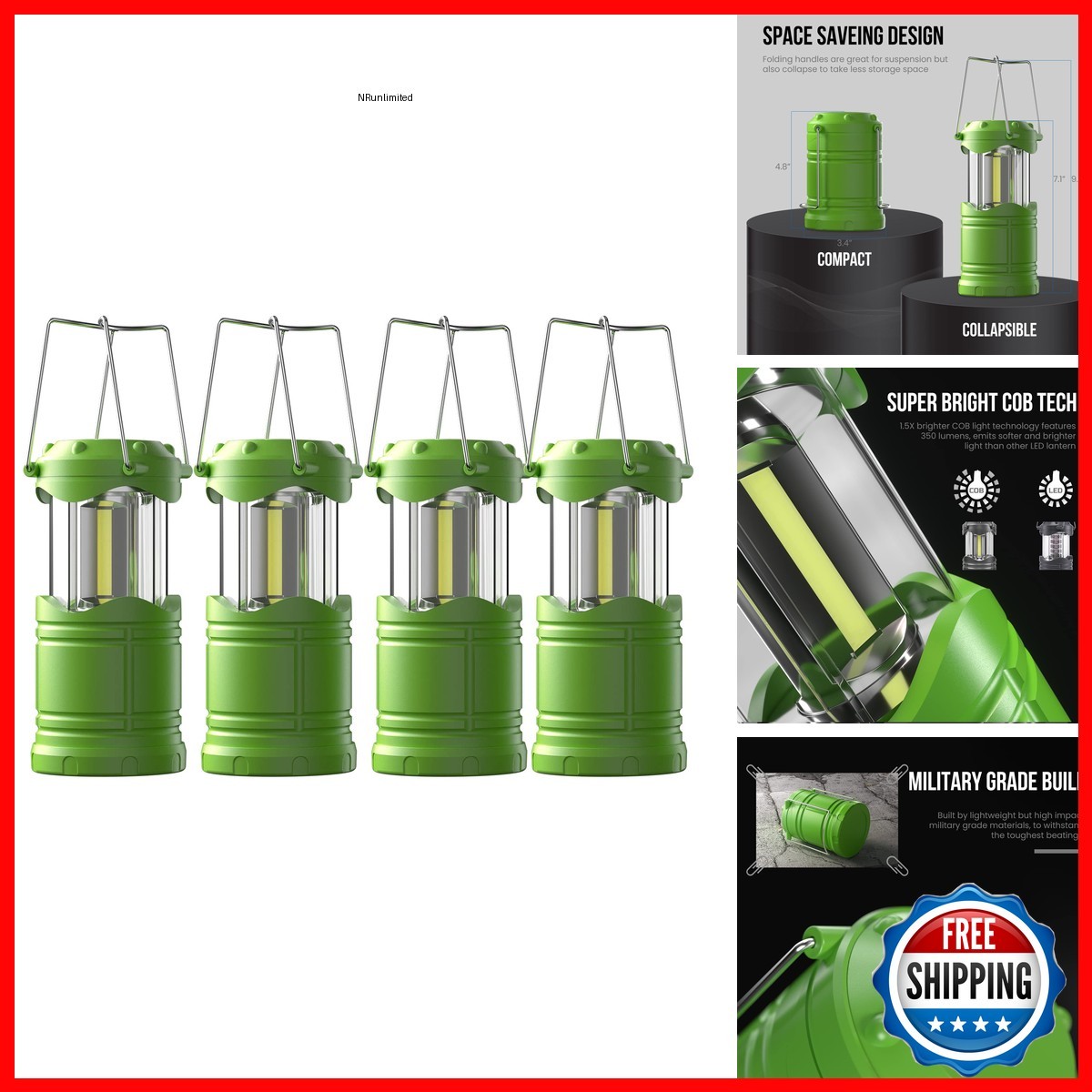 Lichamp LED Camping Lantern 4 Pack Green Lichamp LED Camping Lantern 4 Pack Green
