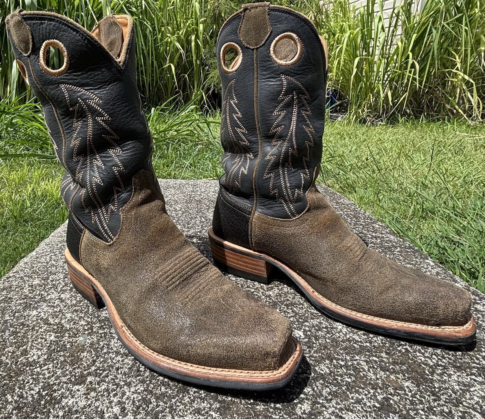 Tecovas The Parker 9ee Rough Out Cowboy Boots In Navy Calf Leather Men\'s 9 Wide.