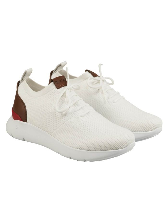 Brand New Isaia Napoli KNT01 White Cotton Lace Up Knit Sneakers Size 12 US 45 EU