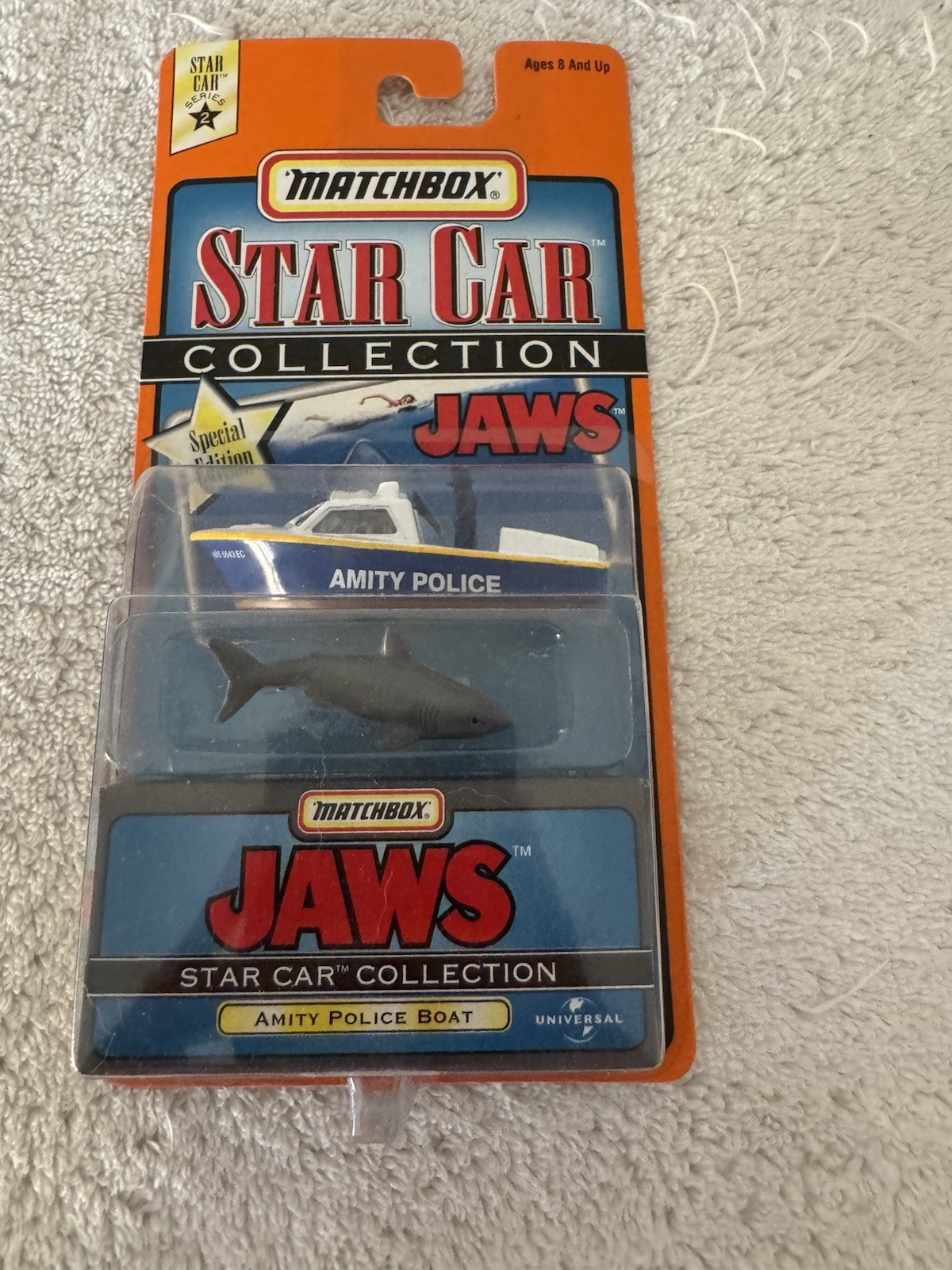 Vintage 1997 Matchbox Jaws Amity Police Boat Shark Star Car Series 2 Sealed