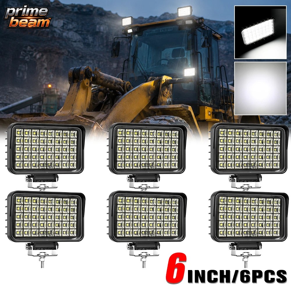 6PCS Flood Beam 6inch LED Work Lights Fit Truck 12V 24V Tractor offroad Powerful