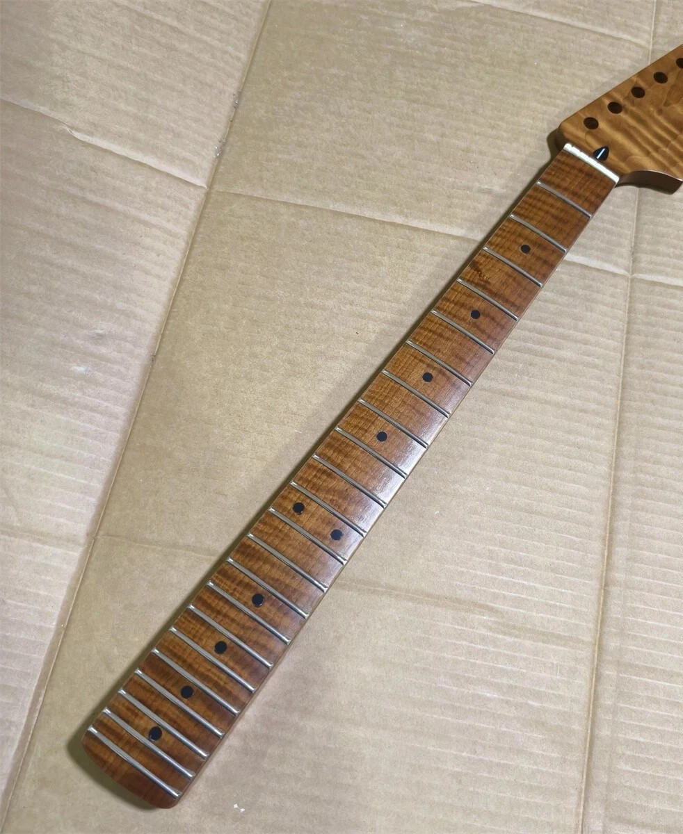 Satin 24inch short scale 22fret Roasted flame maple electric guitar neck part