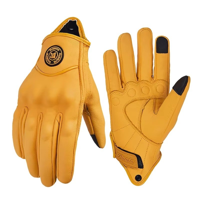 MJMOTO Retro Motorcycle Riding Gloves MJ-G02 Touchscreen Leather M-2XL