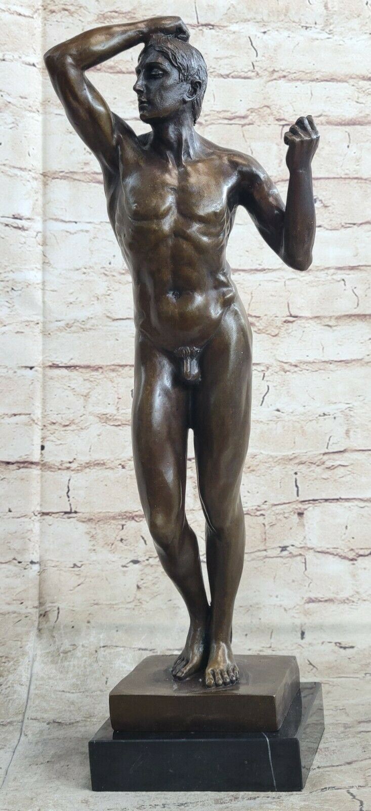 Signed Rodin Nude Male Bronze Marble Sculpture Figurine Art Deco Home Decor Sale
