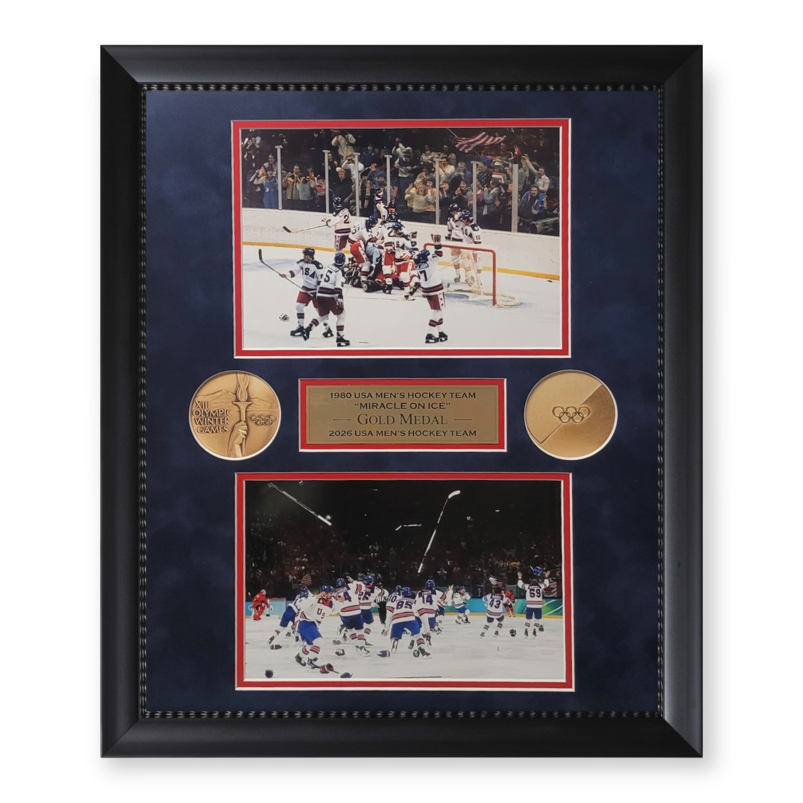 1980 & 2026 Olympic USA Hockey Unsigned Photograph Collage Framed to 16x20 1980 & 2026 Olympic USA Hockey Unsigned Photograph Collage Framed to 16x20