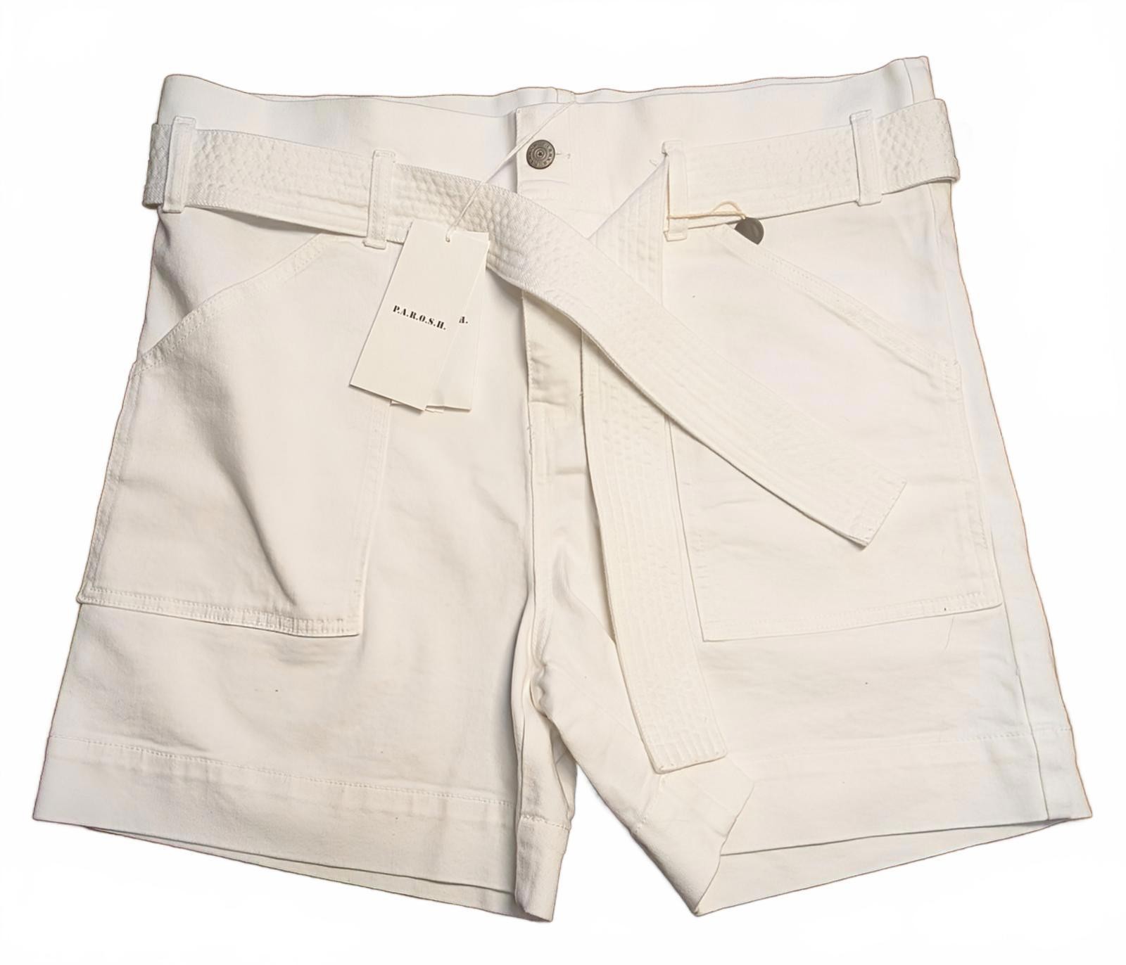 NWT P.A.R.O.S.H. White Denim Cabarex Shorts M 40 Parosh