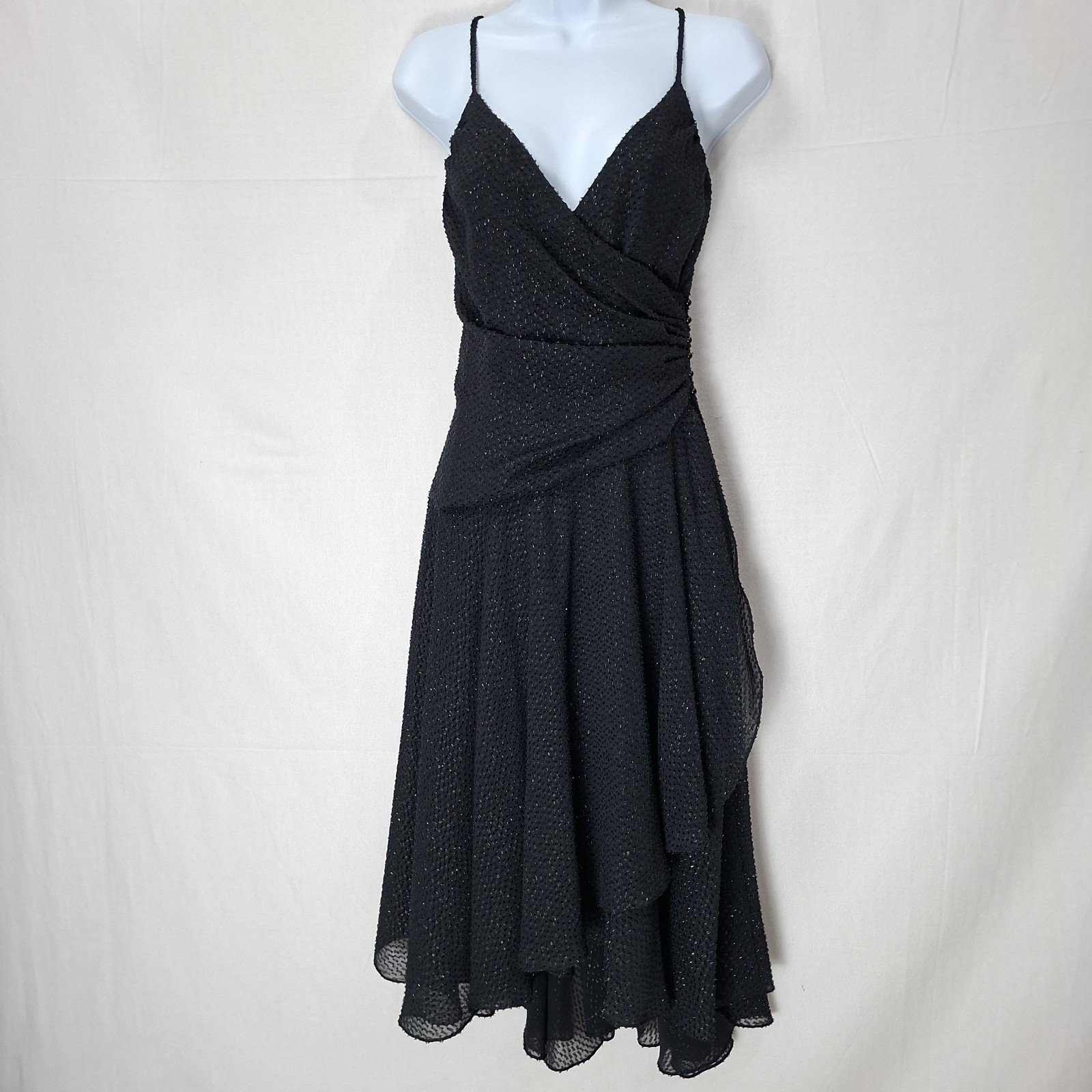 VTG 80s Roberta black sheer Skirt True wrap dress 5/6  Assymetric Fairy Grunge