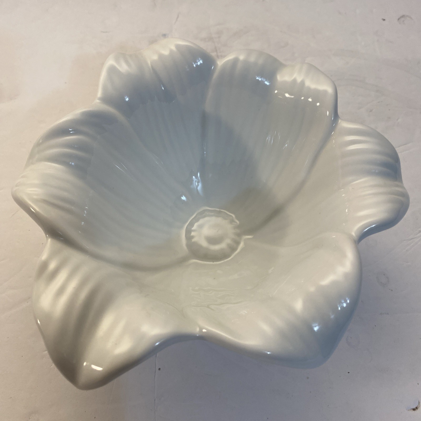 Pier One Flower Decor Bowl White Porcelain 430/4305 New Open Box