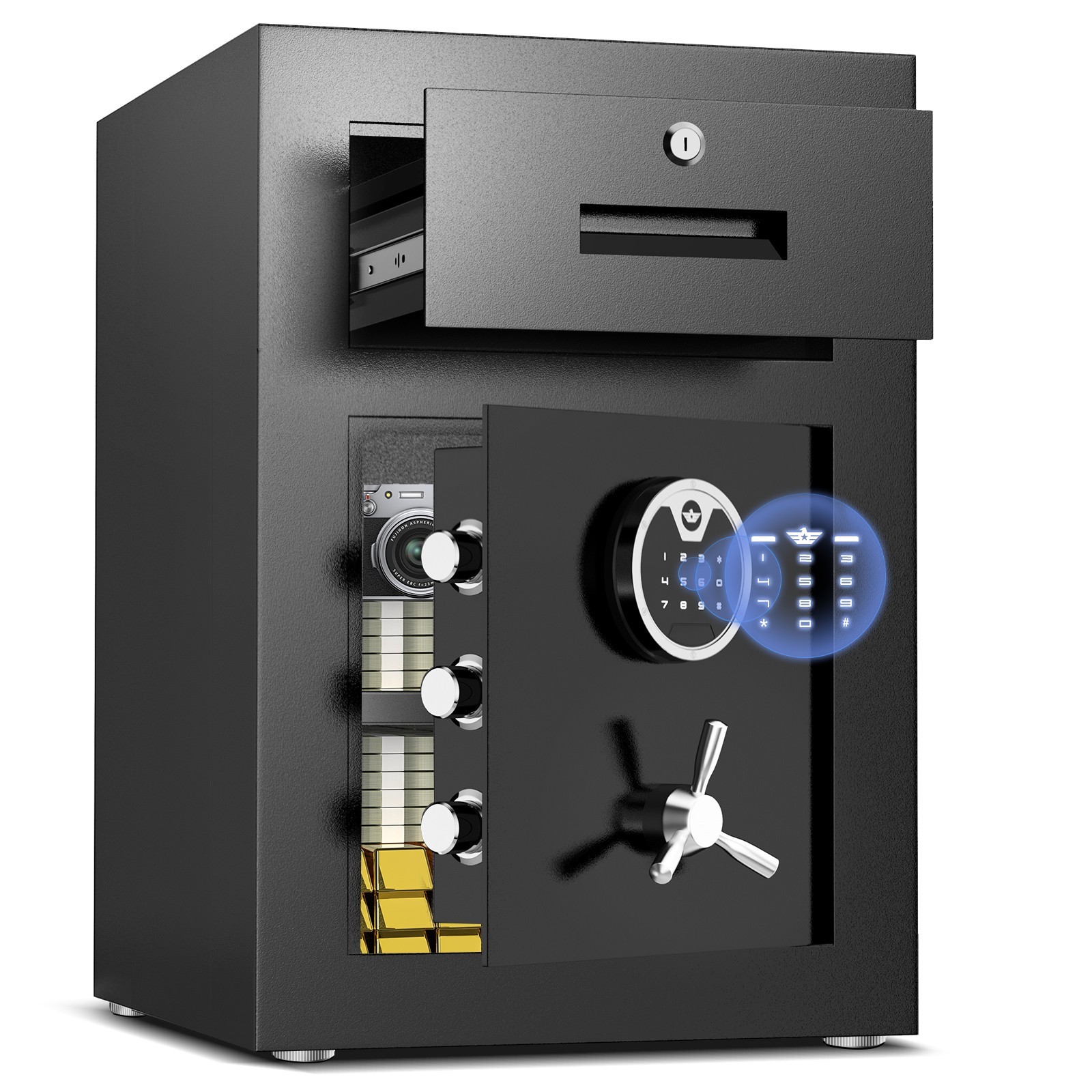 Large Home Safe Box, Heavy Duty Safe with Dual Alarm System and Adjustable Shelf Large Home Safe Box, Heavy Duty Safe with Dual Alarm System and Adjustable Shelf