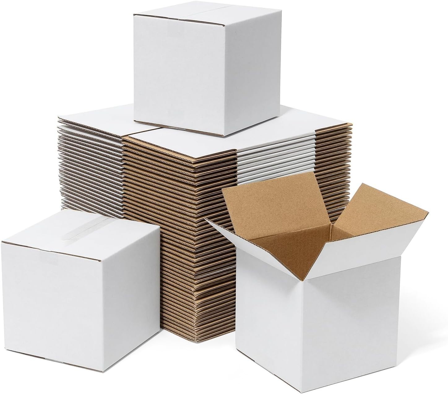 100 Pack 4x4x4in White Corrugated Shipping Boxes Small Business Mailing 100 Pack 4x4x4in White Corrugated Shipping Boxes Small Business Mailing