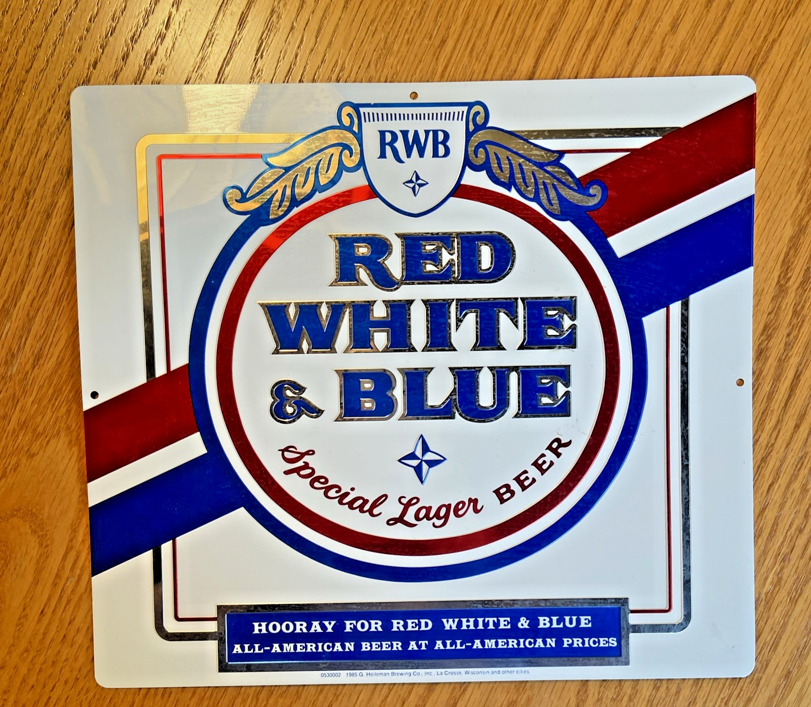 Vintage Pabst Heileman Red White & Blue Special Lager Beer - Metal Bar Sign Vintage Pabst Heileman Red White & Blue Special Lager Beer - Metal Bar Sign