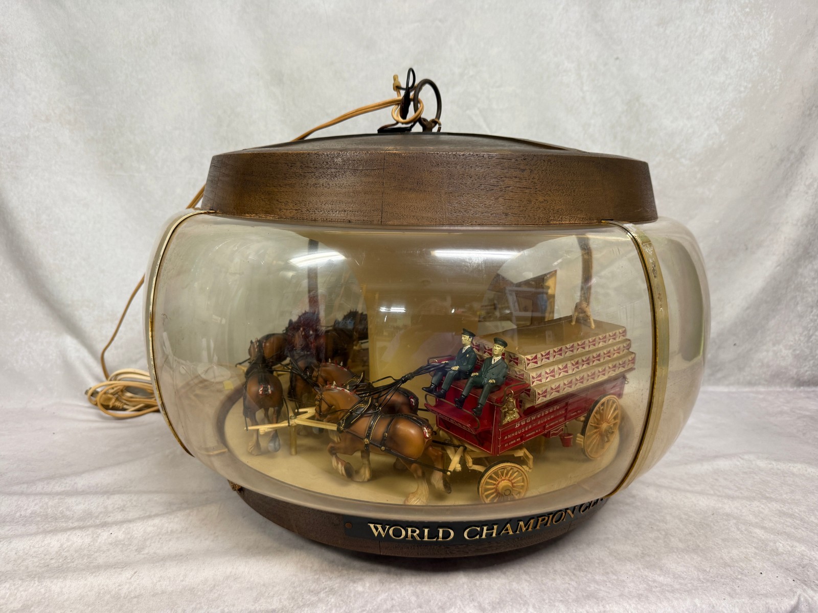 Vintage Budweiser Clydesdale Team Carousel Hanging Light Fixture - Works