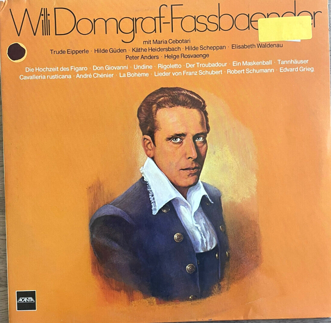 MOZART VERDI WAGNER Arias & Songs WILLI DOMGRAF-FASSBAENDER Acanta 2LP 1931-44 MOZART VERDI WAGNER Arias & Songs WILLI DOMGRAF-FASSBAENDER Acanta 2LP 1931-44