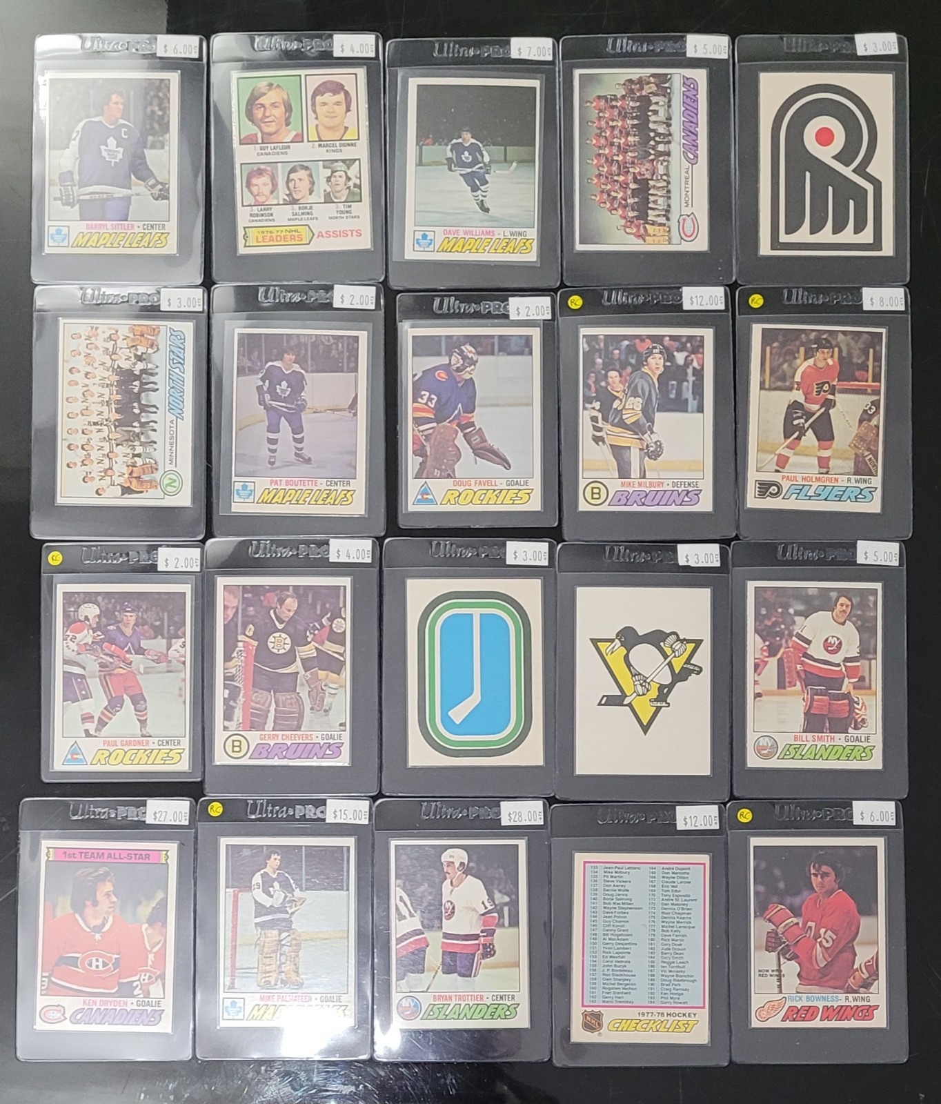 Lot of 20 * MINT * 1977-78 O-Pee-Chee OPC Hockey Cards - Dryden, Palmateer RC 
