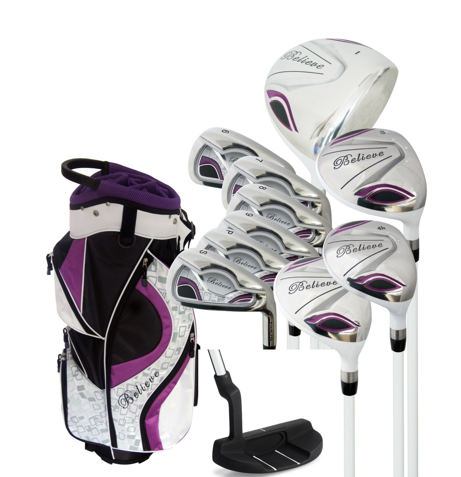 Founders Club Believe Ladies Womens Complete Golf Club Set with Bag, Head Covers