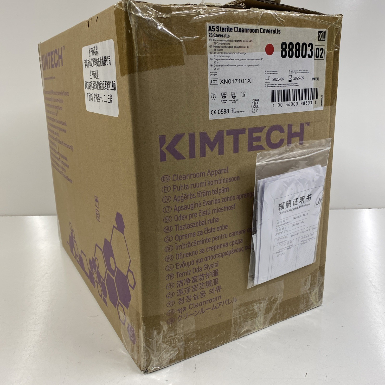 LOT x25 KIMTECH A5 Sterile Cleanroom Coveralls XL 88803 Case Extra Large Suits LOT x25 KIMTECH A5 Sterile Cleanroom Coveralls XL 88803 Case Extra Large Suits
